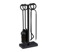 Relaxdays Set de 5 accesorios para chimenea negro