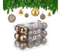 Relaxdays Set de 50 bolas para árbol de Navidad oro,plata