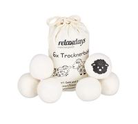 Relaxdays Set de 6 bolas secadora de ropa blanco,negro