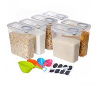 Relaxdays Set de 6 botes alimentos, herméticos, transparentes