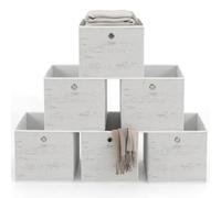 Relaxdays, set de 6 cajas de almacenaje, papel, blanco efecto madera | Para casa, cajas, 30 x 30 x 30 cm