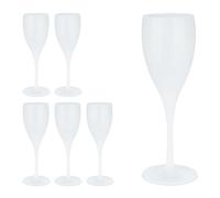 Relaxdays Set de 6 copas de cava de plástico blanco