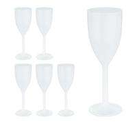 Relaxdays Set de 6 copas de vino de plástico blanco