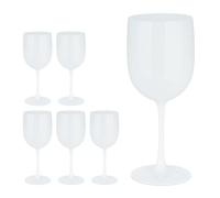 Relaxdays Set de 6 copas de vino de plástico blanco