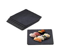 Relaxdays Set de 6 platos de pizarra antracita