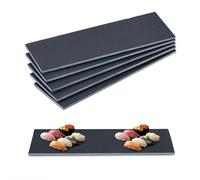 Relaxdays Set de 6 platos de pizarra 30 x 10 cm antracita
