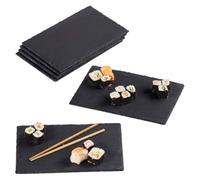 Relaxdays Set de 6 platos de pizarra, 30 x 40 cm, rectangulares, antracita | para servir queso y postres