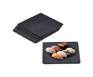 Relaxdays Set de 6 platos de pizarra antracita