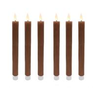Relaxdays Set de 6 velas LED de cera marrón