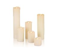 Relaxdays Set de 6 Velas Led, Eléctricas, A Pilas, Navidad, Decoración, Luz Centelleante, Sin Llama, Cera, Ø 5 cm, Crema