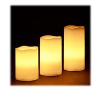 Relaxdays Set de 6 Velas Led, Eléctricas, A Pilas, Navidad, Luz Centelleante, Cera, Ø 7 cm, 3 Tamaños Diferentes, Crema