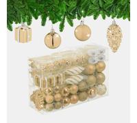 Relaxdays Set de 72 bolas de árbol de Navidad blanco,crema