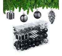 Relaxdays Set de 72 bolas de árbol de Navidad blanco,negro