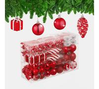 Relaxdays Set de 72 bolas de árbol de Navidad blanco,rojo