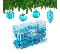 Relaxdays Set de 72 bolas de árbol de Navidad blanco,turquesa