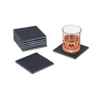 Relaxdays Set de 8 posavasos de pizarra antracita,negro