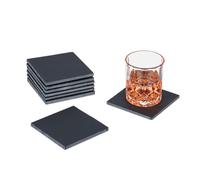 Relaxdays Set de 8 posavasos de pizarra antracita,negro
