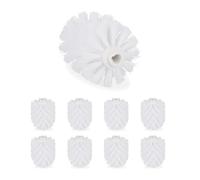 Relaxdays Set de 9 Cepillos de Recambio Escobilla WC, Baño, Repuesto, Plástico, 12 mm de Rosca, ⌀ 7 cm, Color Blanco