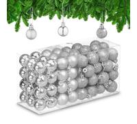 Relaxdays Set de 96 bolas de árbol de Navidad plata