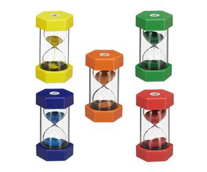 Relaxdays Set de cinco relojes de arena infantiles azul,amarillo,rojo