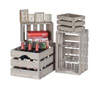 Relaxdays Set de cuatro cajas de madera multiusos gris