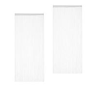 Relaxdays Set de Dos Cortinas de Hilos, para Cortar, con Pasador, para Puertas y Ventanas, 90x245 cm, Blanca