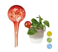 Relaxdays Set de dos globos de riego para plantas rojo,transparente
