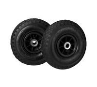 Relaxdays Set de dos ruedas de carretilla, Neumáticos de 3.00-4, Hasta 80kg, Llanta de plástico, 260x85 mm, Negro