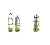 Relaxdays Set de Dos Soportes para Plantas, Enrejado para jardín, Arco para trepadoras, Impermeable, 139 x 149 cm, Negro & 10017880 - Obelisco para Flores