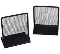 Relaxdays Set de Dos sujetalibros, Soporte para Libros, CDs y DVDs, Negro, 16,5 x 13 x 10,5 cm