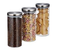 Relaxdays Set de envases transparentes para cocina plata,transparente