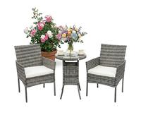 Relaxdays Set de jardín ratán 3 piezas crema,gris