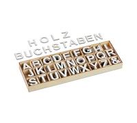 Relaxdays Set de Letras de Madera, 324 Uds., Mayúsculas A-Z, 3 cm Alto, Hacer Manualidades, Alfabeto Decorativo, Blanco