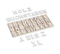 Relaxdays Set de letras de madera XL 104 piezas beige,blanco