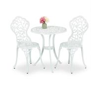 Relaxdays Set de mesa y sillas de terraza blanco