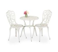 Relaxdays Set de mesa y sillas de terraza blanco,cobre