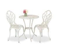 Relaxdays Set de mesa y sillas de terraza blanco,cobre