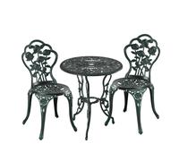 Relaxdays Set de mesa y sillas jardín verde oscuro,negro