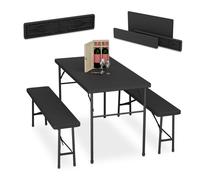 Relaxdays Set de muebles de jardín plegables negro