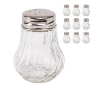 Relaxdays Set de salero y pimentero, 50 ml, con Tapa, Vidrio y Metal, Transparente y Plateado, 6,5x5x5 cm