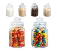 Relaxdays Set de seis tarros de cristal de 1000ml transparente