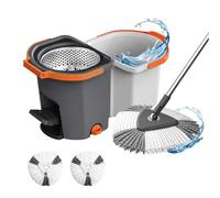 Relaxdays Set fregona Gris, 2 mopas de Microfibra