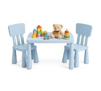 Relaxdays Set Infantil 1 Mesa y 2 sillas, fácil de Limpiar, Azul