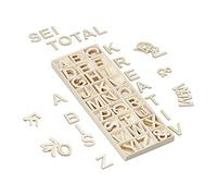 Relaxdays Set XL de 162 de letras de madera beige