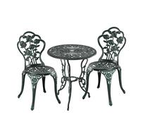 Relaxdays Set de mesa y sillas jardín verde oscuro,negro