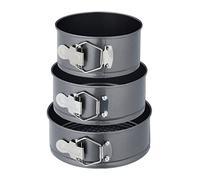 Relaxdays Set Moldes de Bizcocho, 3 Bizcocheras Redondas, 14/16/18 cm Ø, Acero Inoxidable, Antiadherentes, Antracita
