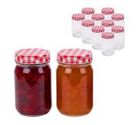 Relaxdays Set tarros de conserva 400 ml Twist-Off blanco,rojo,transparente