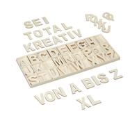 Relaxdays Set XL de 104 de letras de madera beige