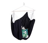 Relaxdays Silla Colgante, Algodón, Sillón Suspendido Exterior e Interior, 150kg, Asiento Columpio Niños y Adultos, Negro
