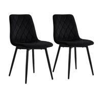 Relaxdays Silla Comedor, Pack de 2, Terciopelo, Patas Metal, 120 kg, Negra | Salón y cocina, silla de cocina tapizada